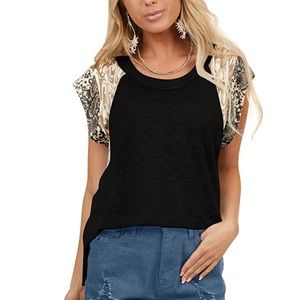 Clarisbelle  Summer T-Shirt With Snake Print Sleeves